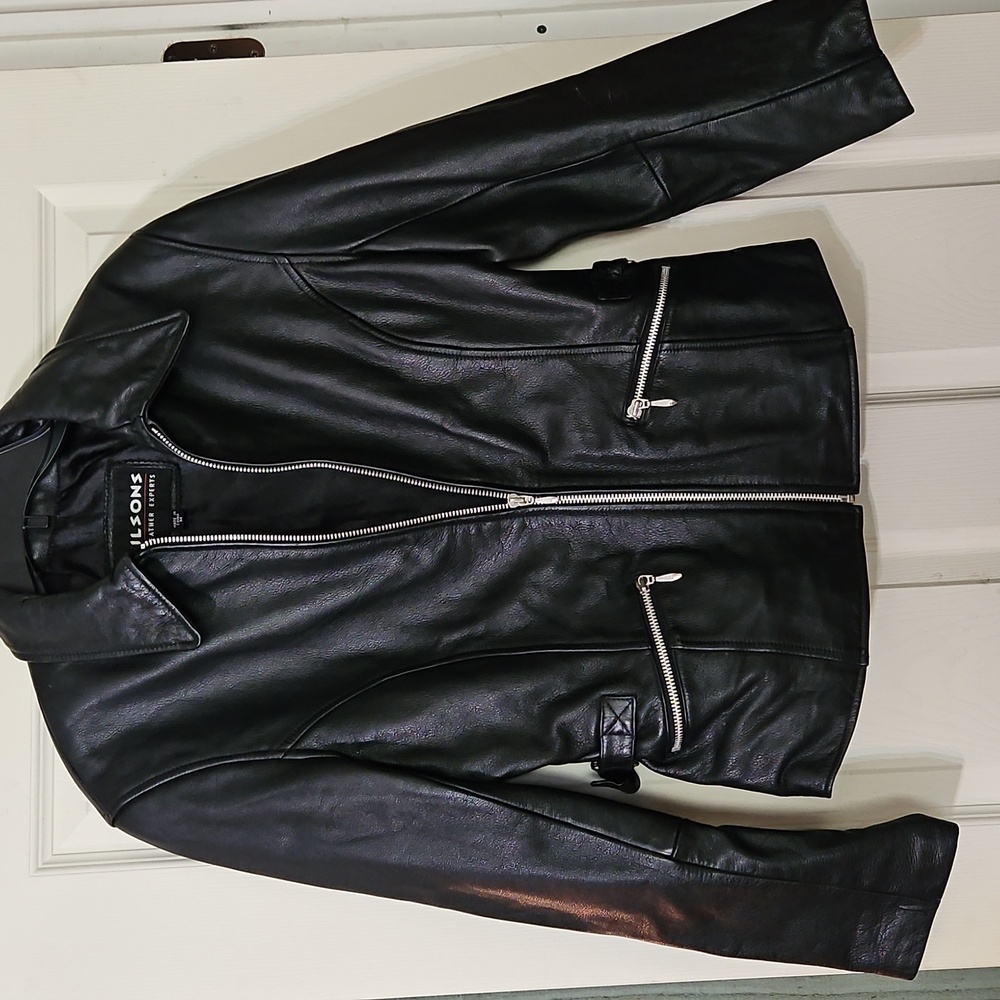 Wilsons Leather Black Motorcycle Jacket